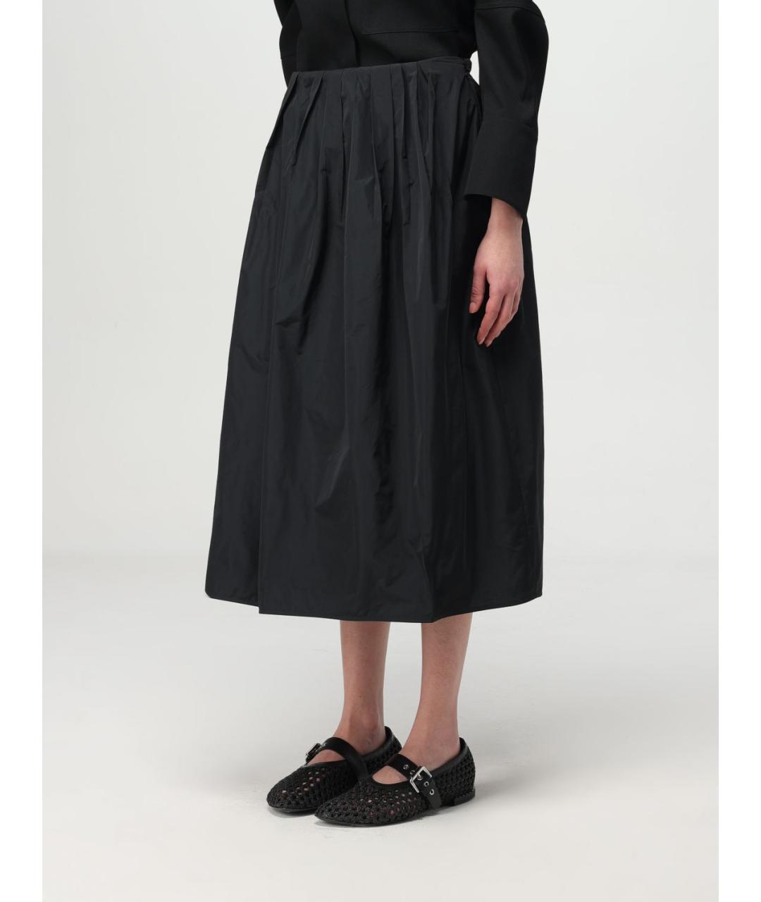 JIL SANDER Черная синтетическая юбка миди, фото 4