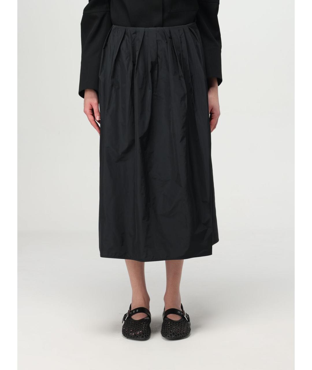 JIL SANDER Черная синтетическая юбка миди, фото 6