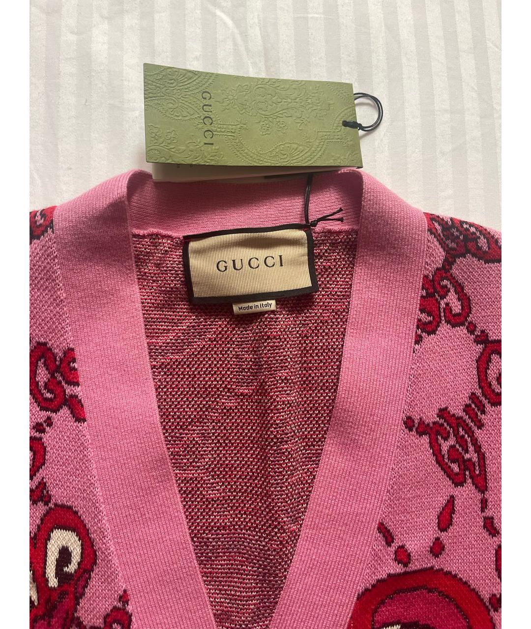 GUCCI Розовый хлопковый кардиган, фото 3