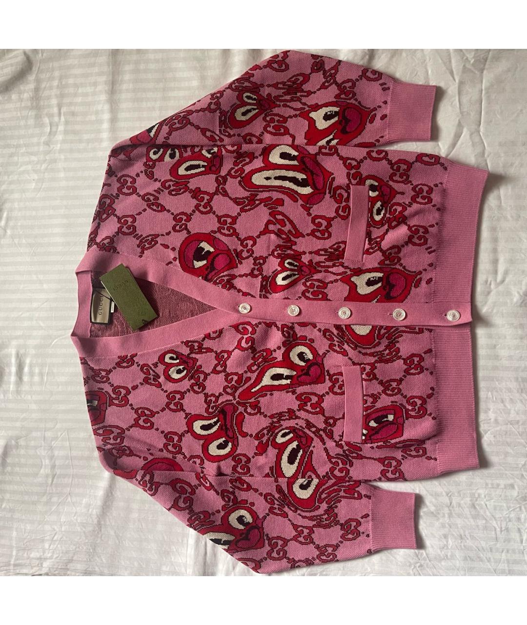 GUCCI Розовый хлопковый кардиган, фото 6