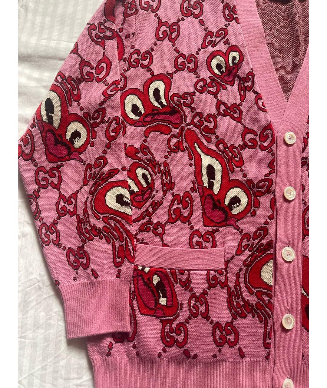 GUCCI Розовый хлопковый кардиган, фото 4
