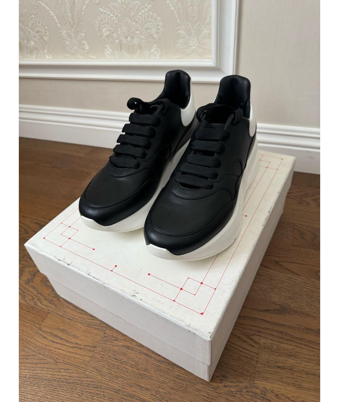 ALEXANDER MCQUEEN Черные кожаные высокие кроссовки / кеды, фото 2