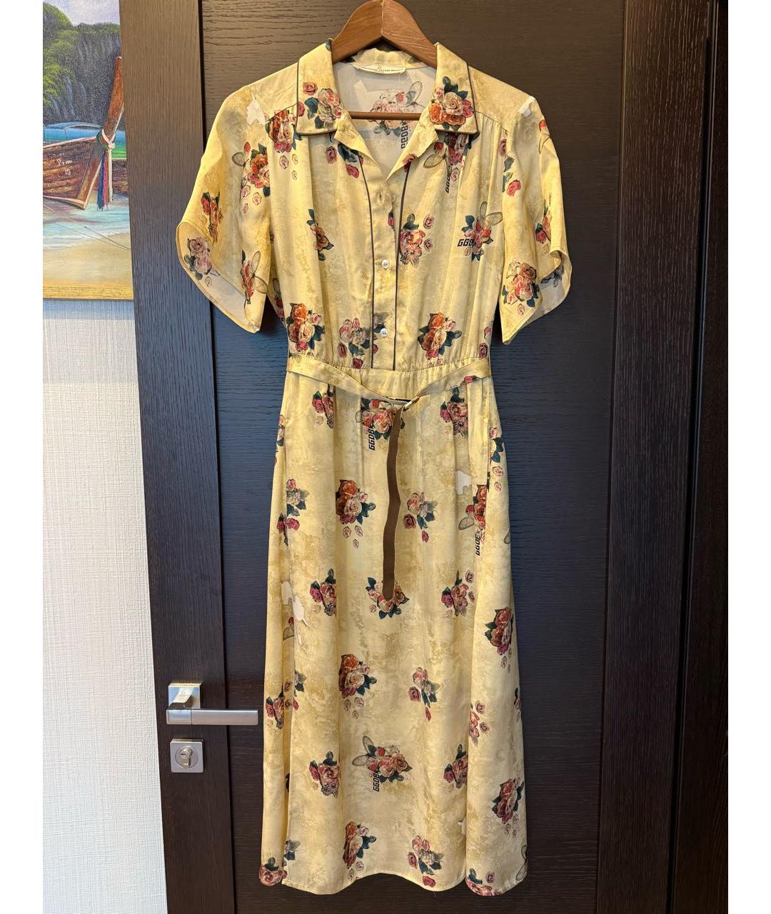 GOLDEN GOOSE DELUXE BRAND Бежевое вискозное повседневное платье, фото 8
