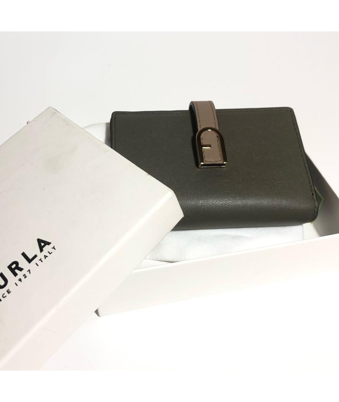 FURLA Хаки кожаный кошелек, фото 6