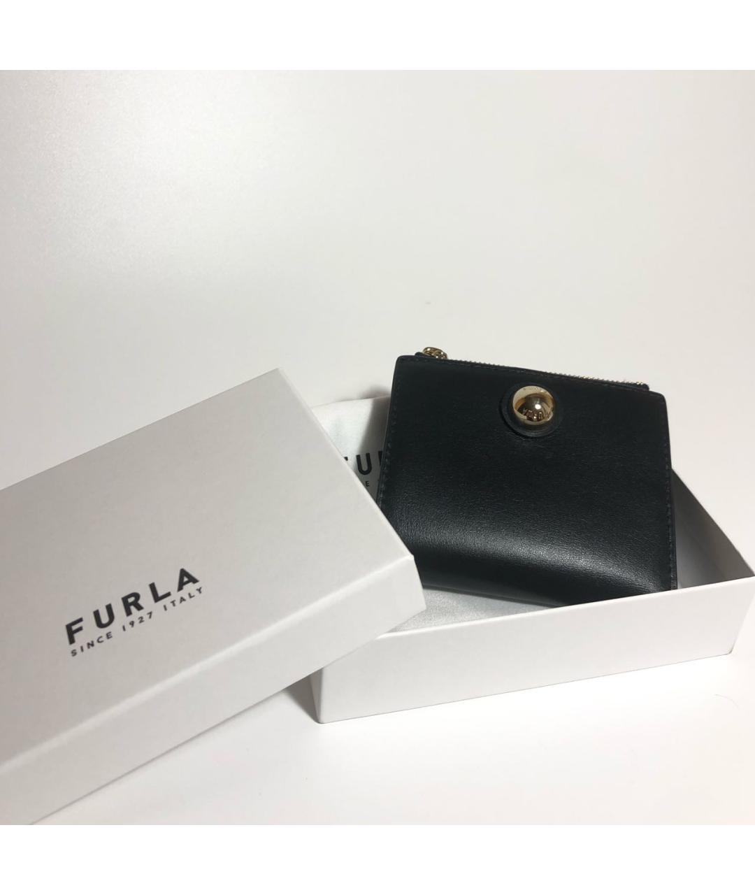 FURLA Черный кожаный кошелек, фото 6