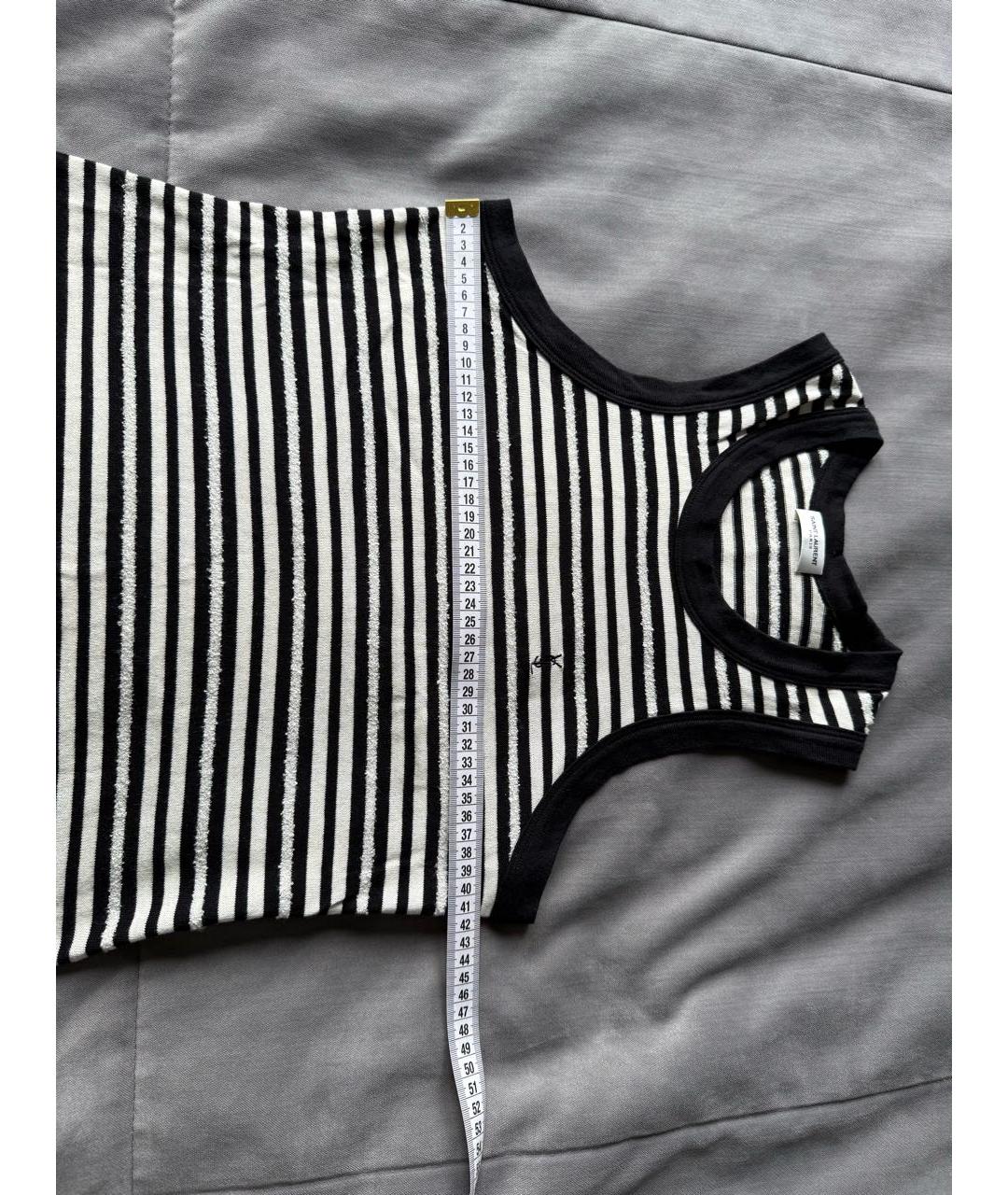 SAINT LAURENT Черная хлопко-эластановая майка, фото 4