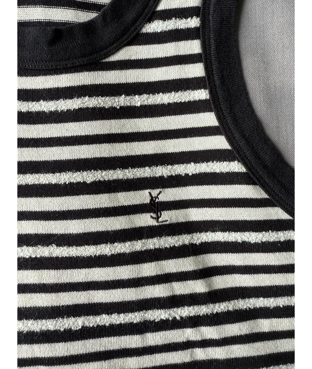 SAINT LAURENT Черная хлопко-эластановая майка, фото 3