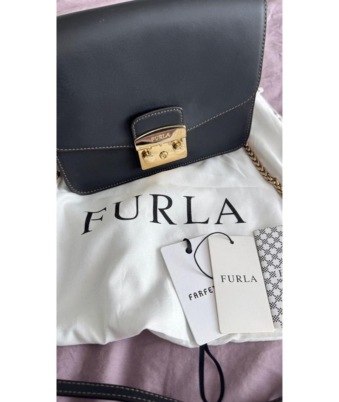 FURLA Черная кожаная сумка через плечо, фото 2