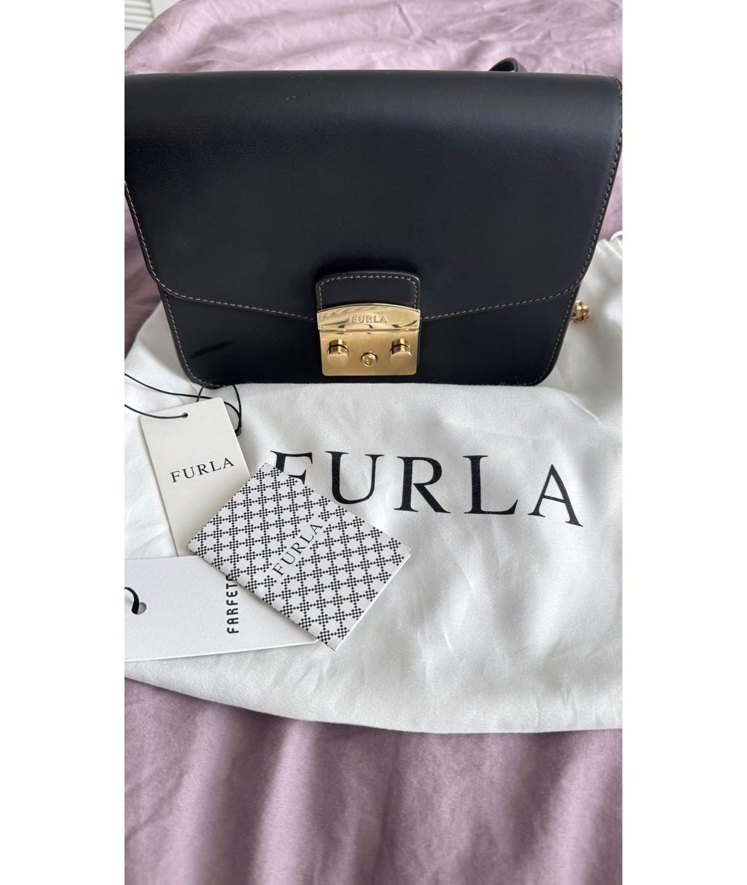 FURLA Черная кожаная сумка через плечо, фото 9