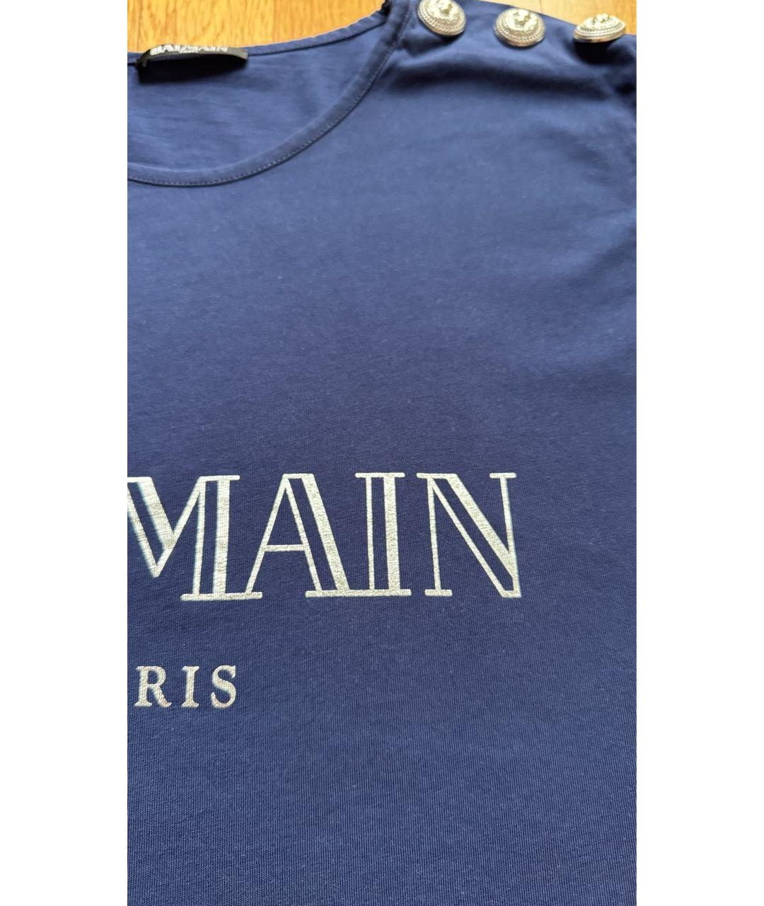 BALMAIN Темно-синяя хлопковая майка, фото 7
