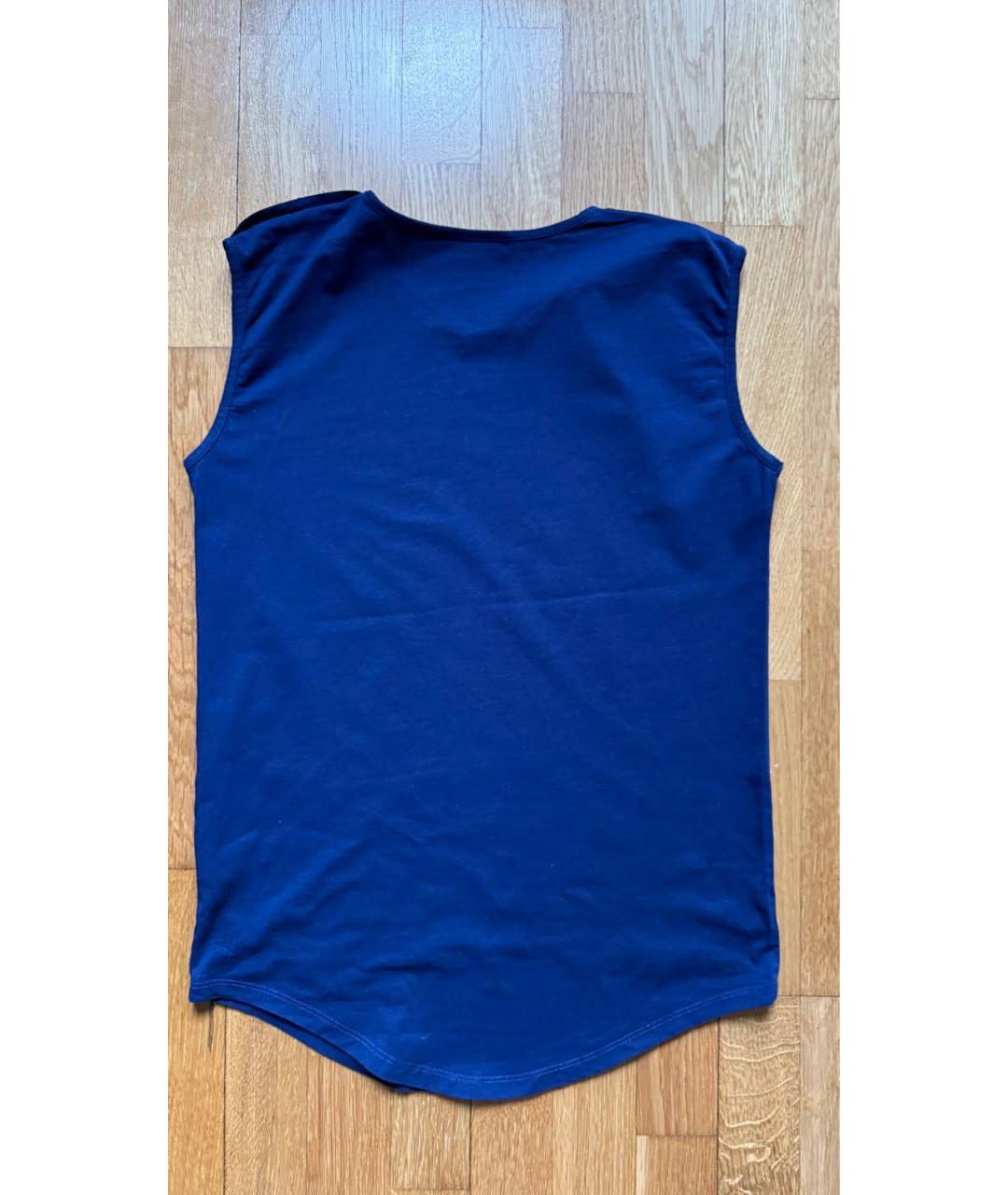 BALMAIN Темно-синяя хлопковая майка, фото 4