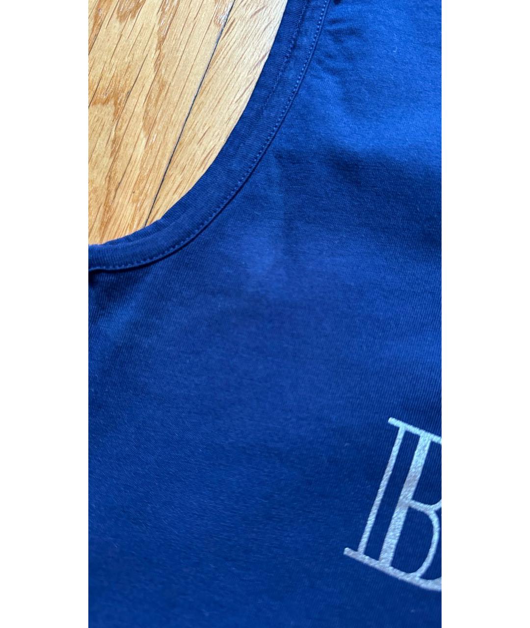 BALMAIN Темно-синяя хлопковая майка, фото 8