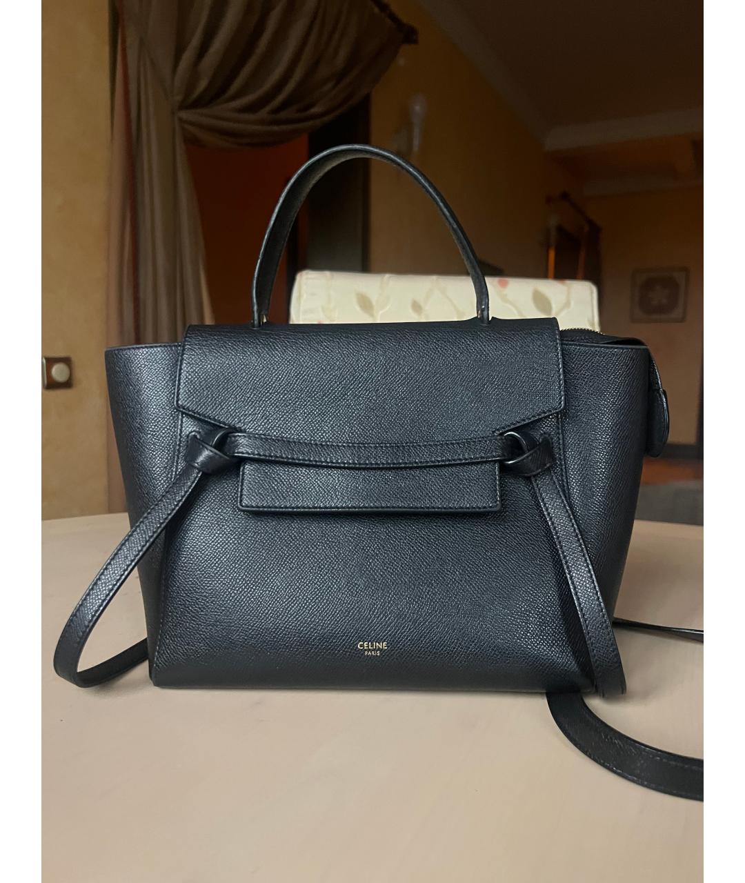 CELINE Черная кожаная сумка с короткими ручками, фото 10