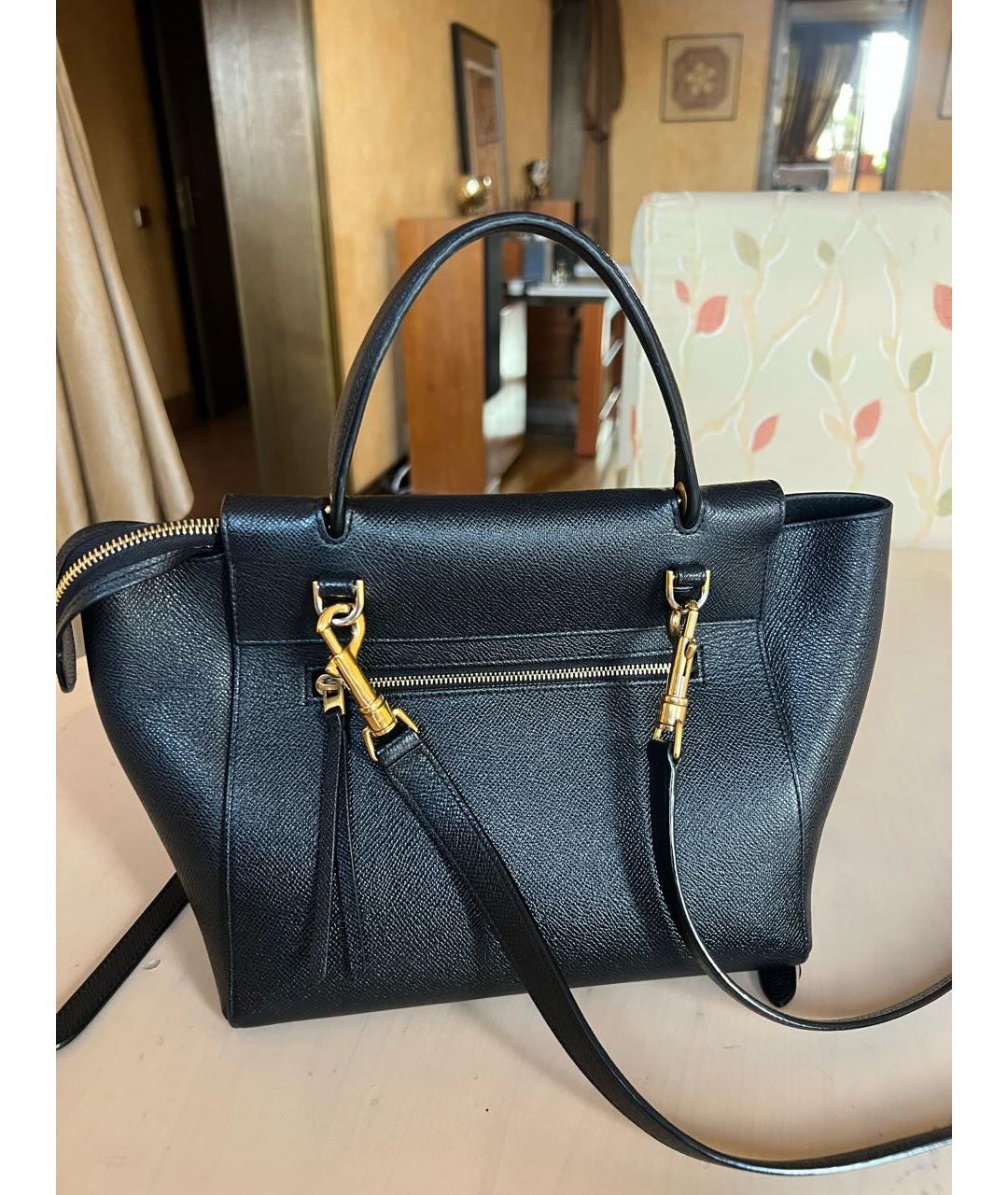 CELINE Черная кожаная сумка с короткими ручками, фото 3