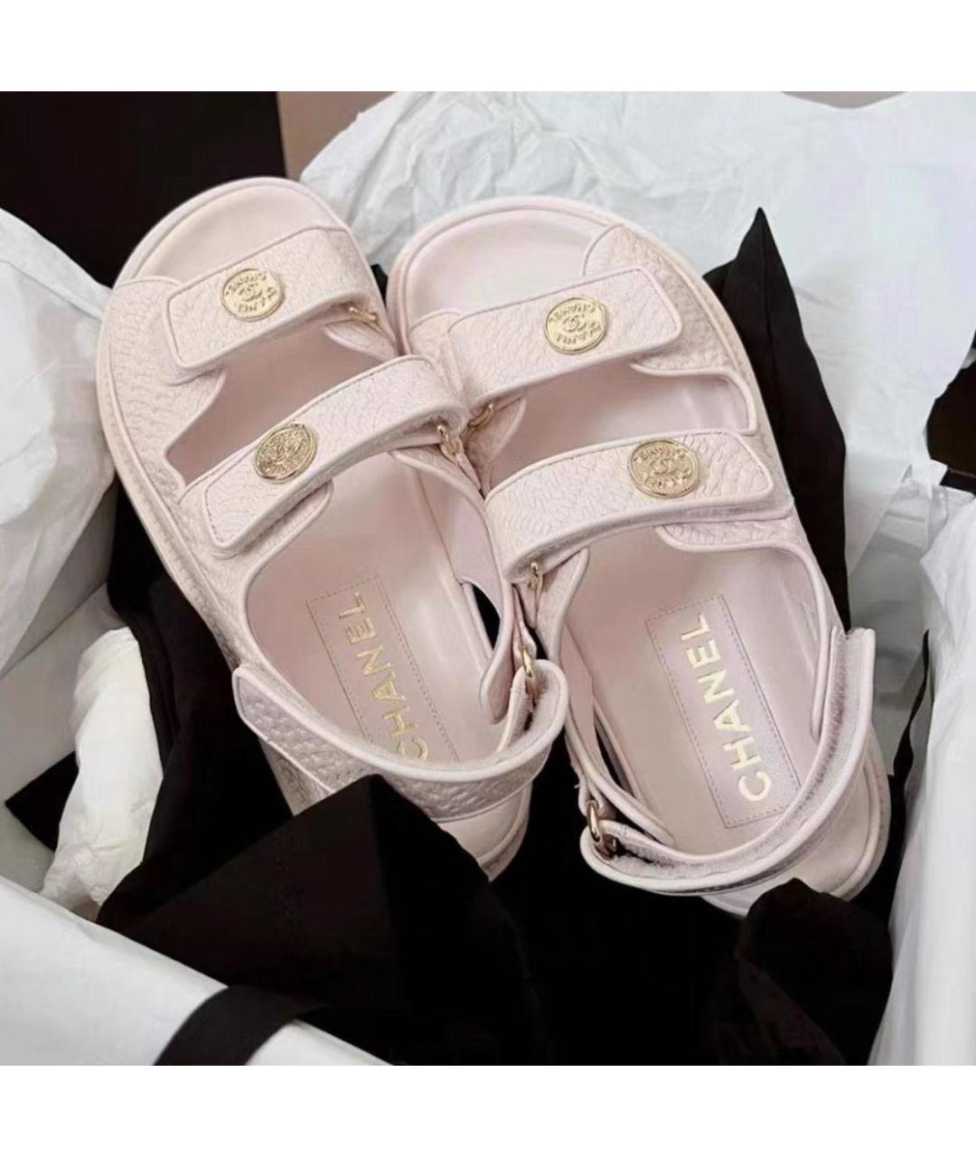 CHANEL Розовые кожаные сандалии, фото 3