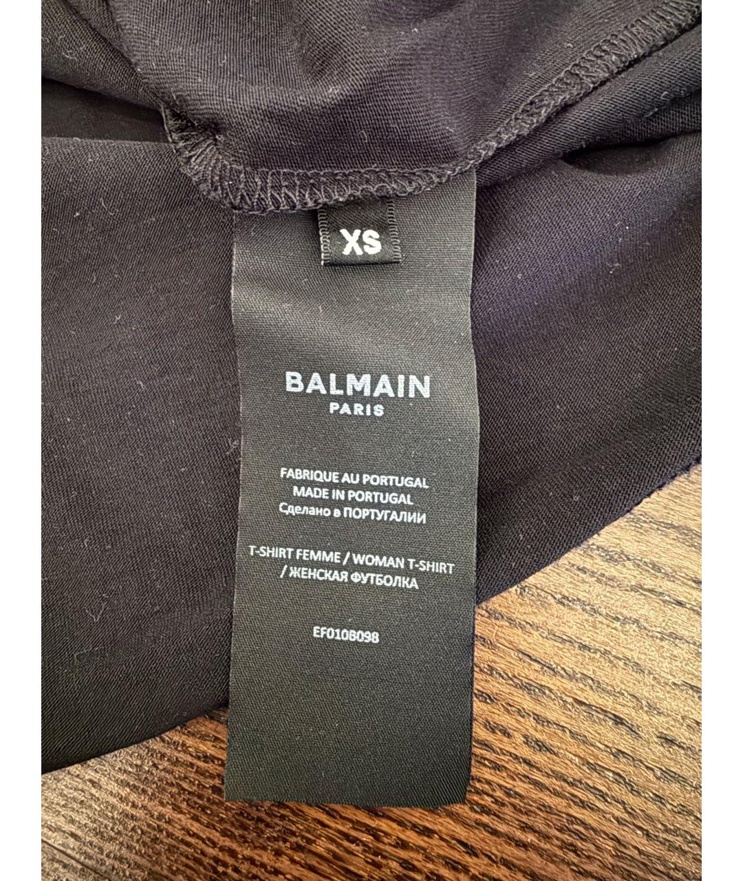 BALMAIN Черная хлопковая футболка, фото 2