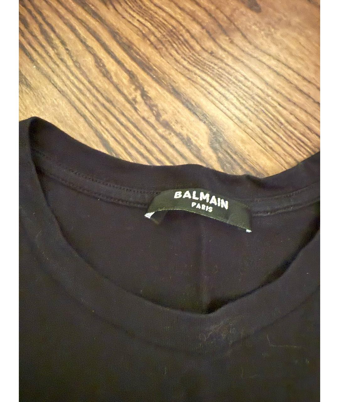 BALMAIN Черная хлопковая футболка, фото 4