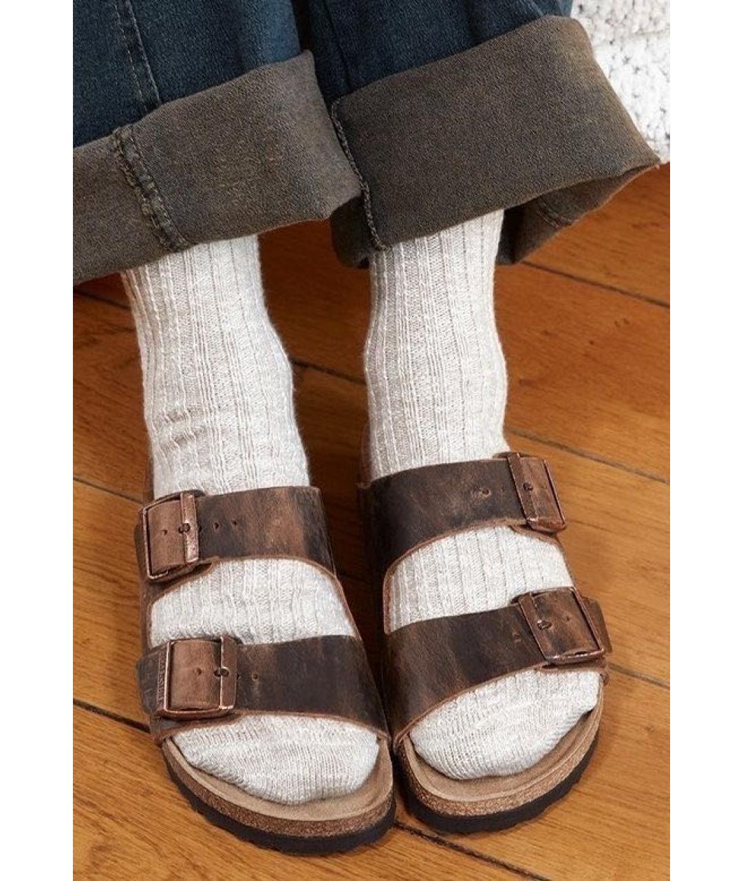 BIRKENSTOCK Коричневые кожаные сандалии, фото 4