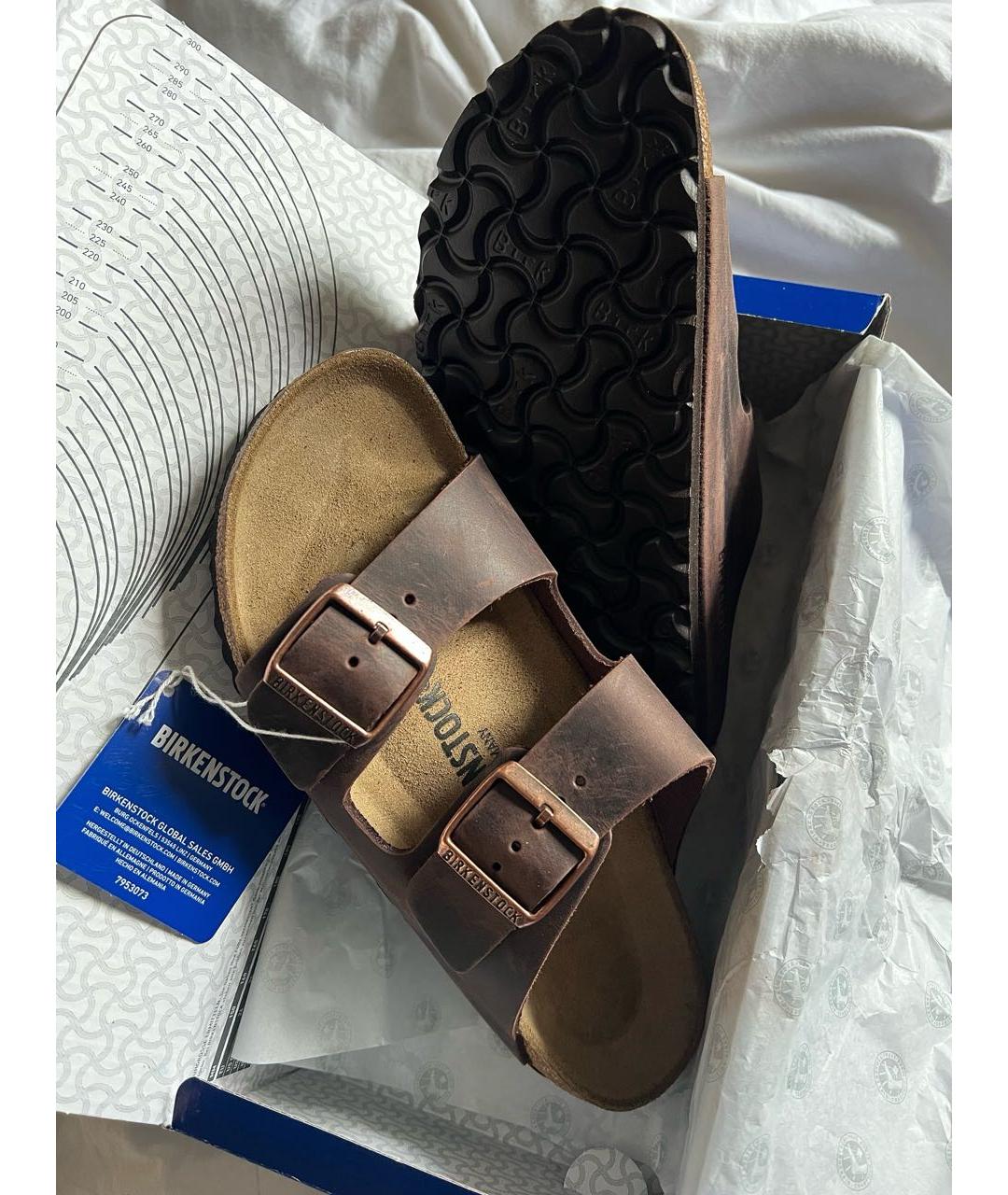 BIRKENSTOCK Коричневые кожаные сандалии, фото 7