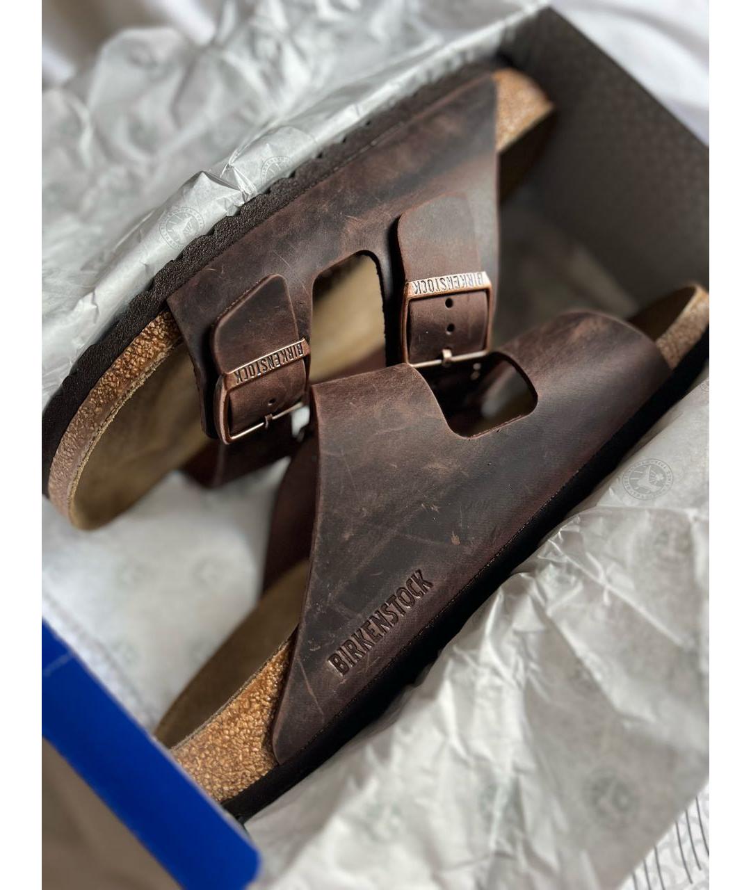 BIRKENSTOCK Коричневые кожаные сандалии, фото 6