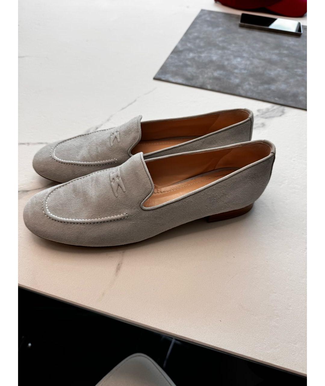 KITON Серые нубуковые лоферы, фото 6