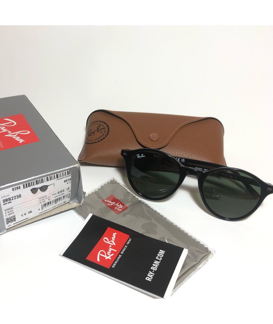 RAY BAN Черные пластиковые солнцезащитные очки, фото 5