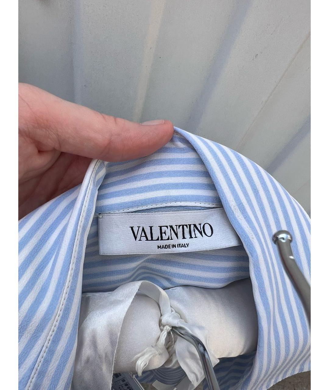 VALENTINO Голубая шелковая рубашка, фото 6