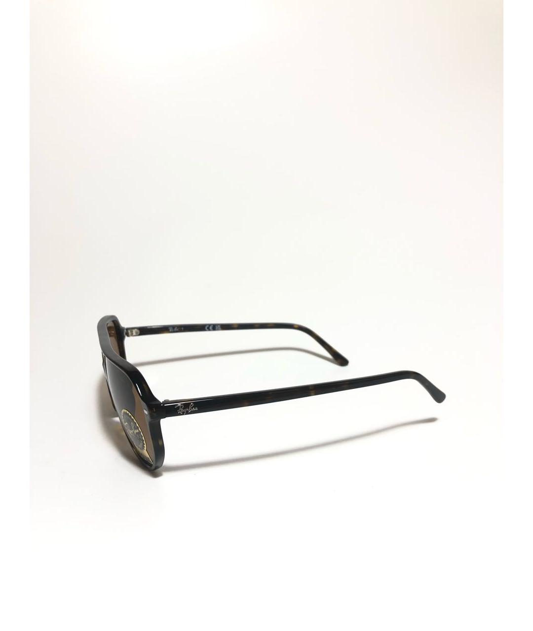 RAY BAN Коричневые пластиковые солнцезащитные очки, фото 2