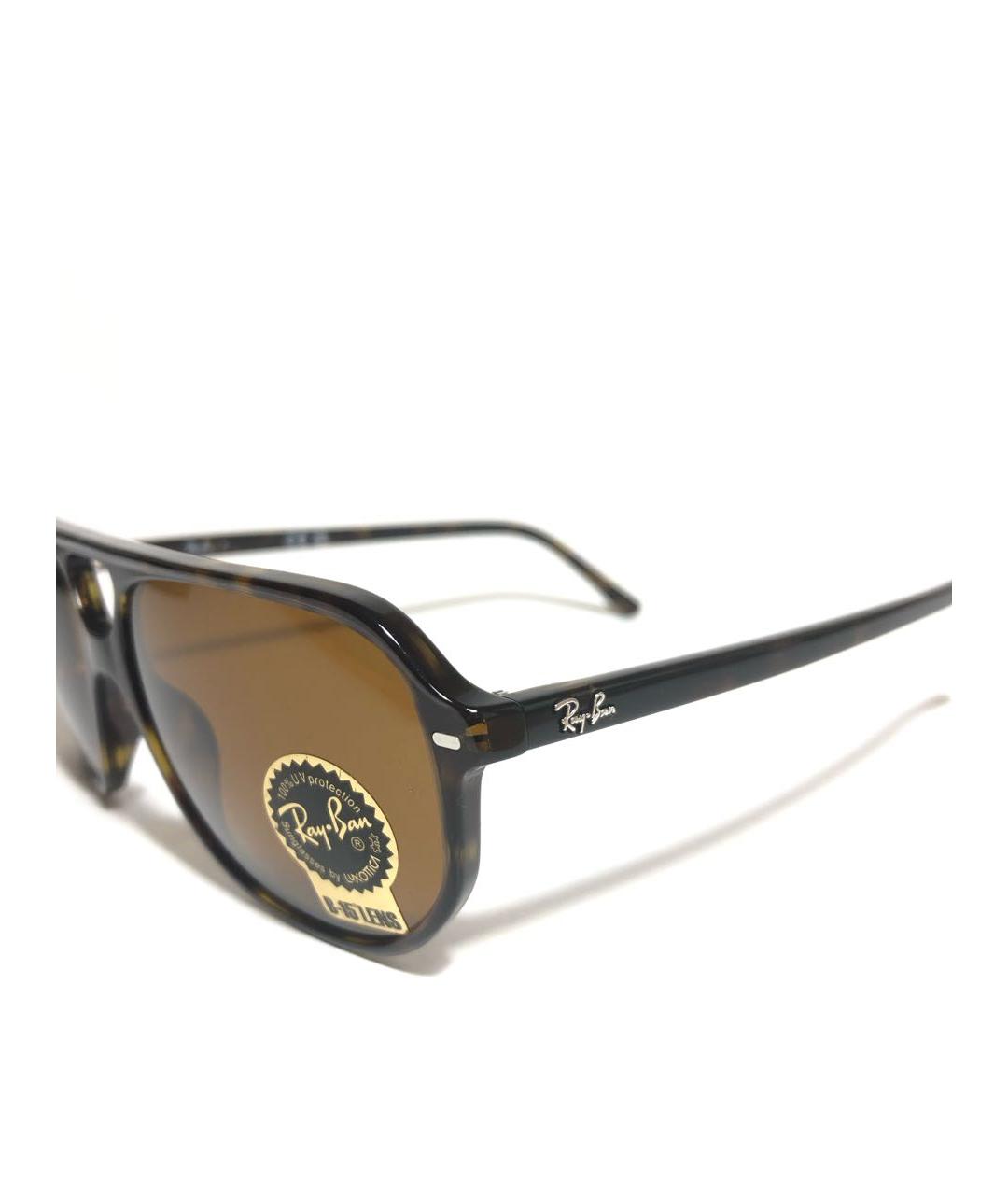 RAY BAN Коричневые пластиковые солнцезащитные очки, фото 3