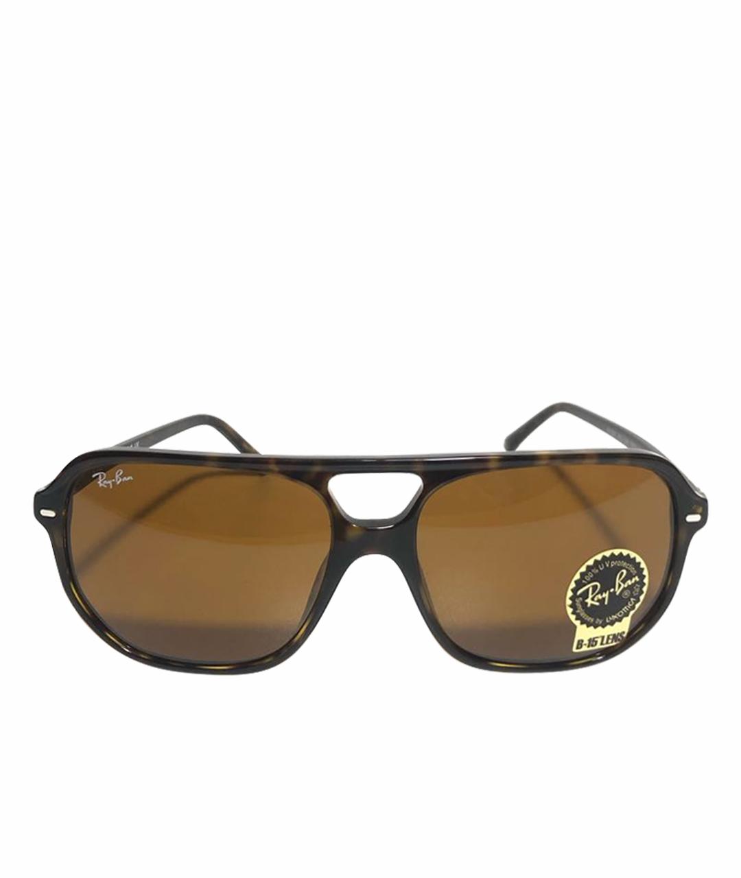 RAY BAN Коричневые пластиковые солнцезащитные очки, фото 1