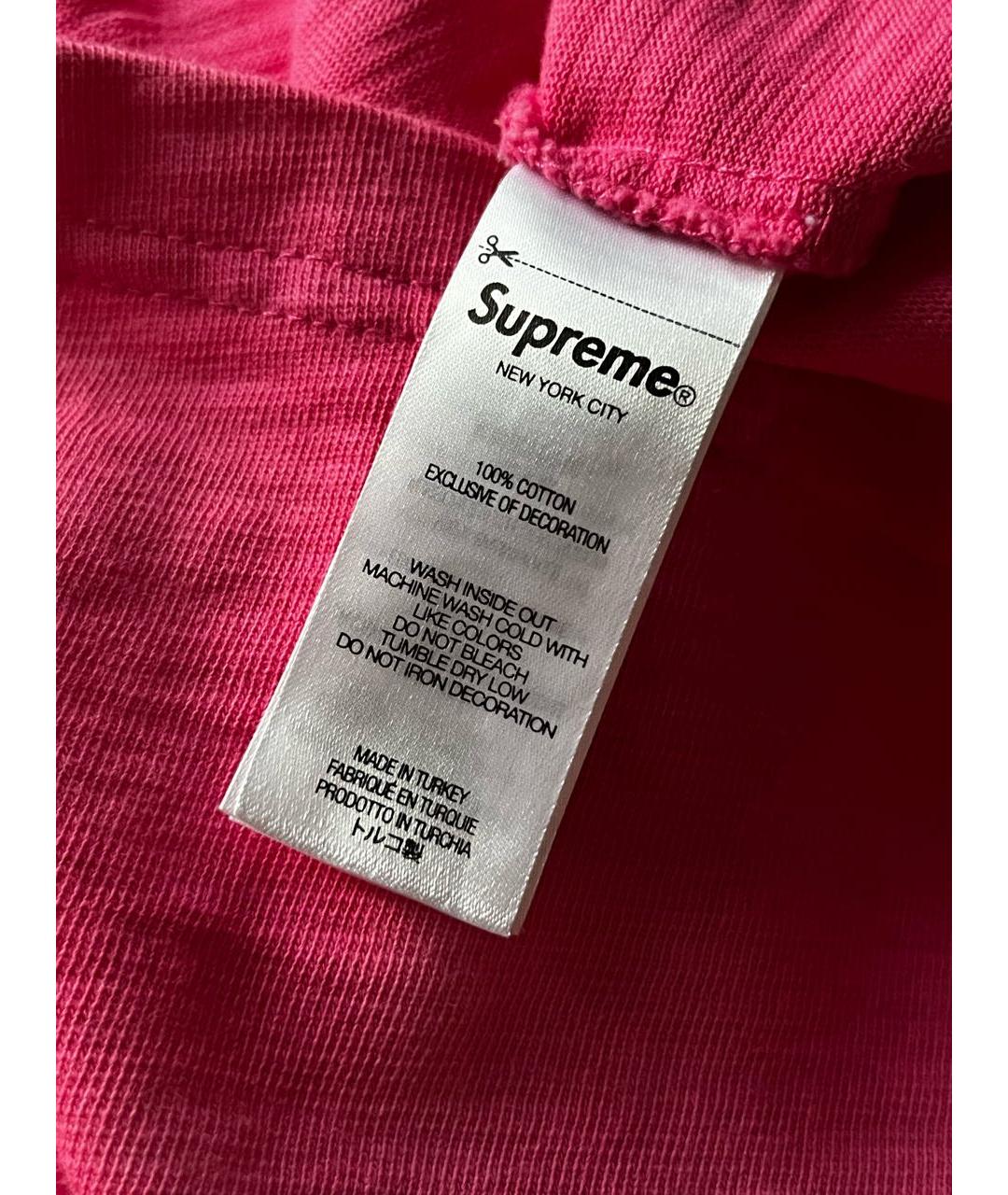 SUPREME Розовая хлопковая футболка, фото 4
