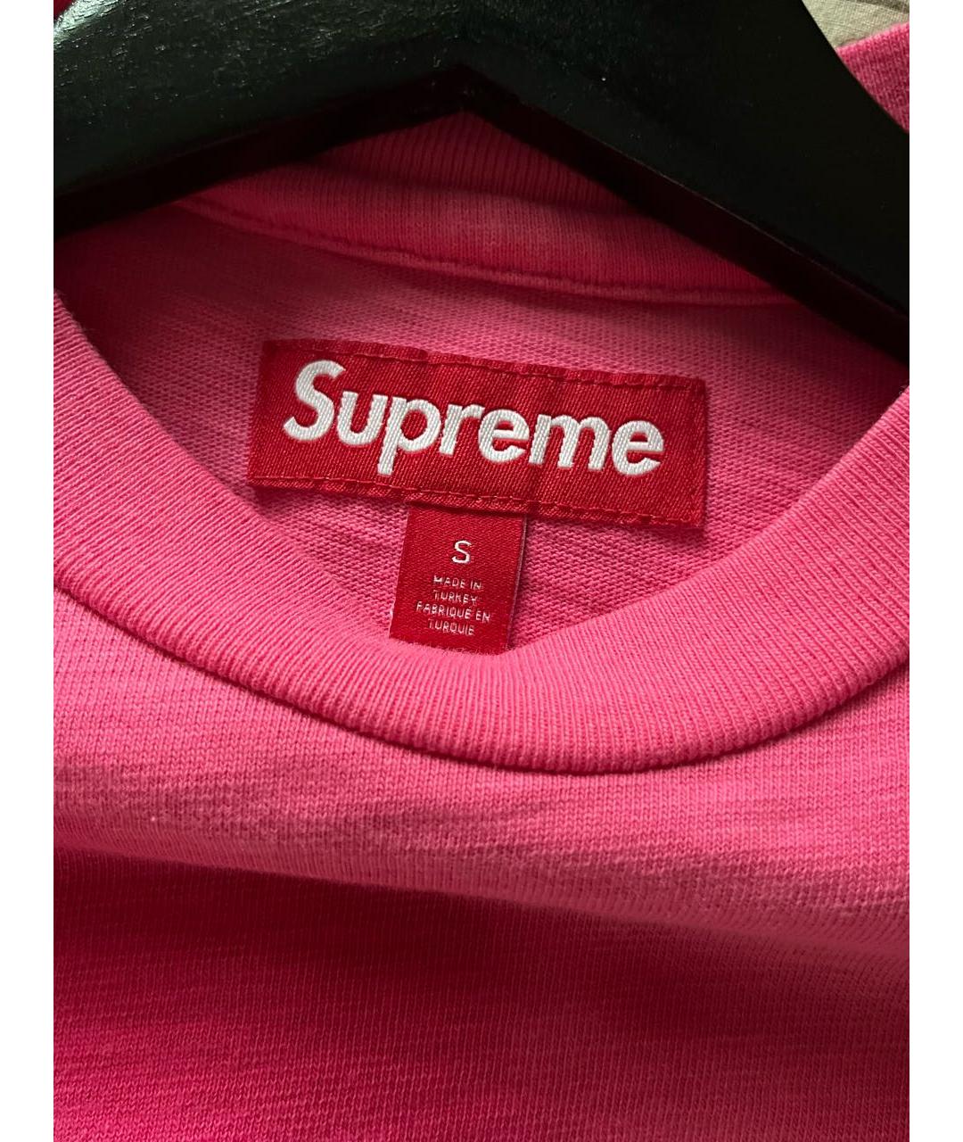 SUPREME Розовая хлопковая футболка, фото 3