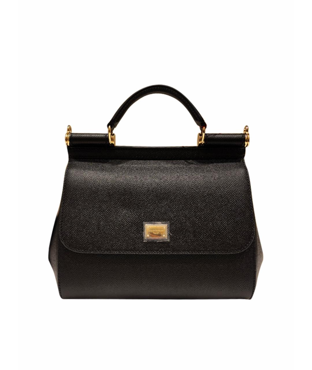 DOLCE&GABBANA Черная кожаная сумка с короткими ручками, фото 1