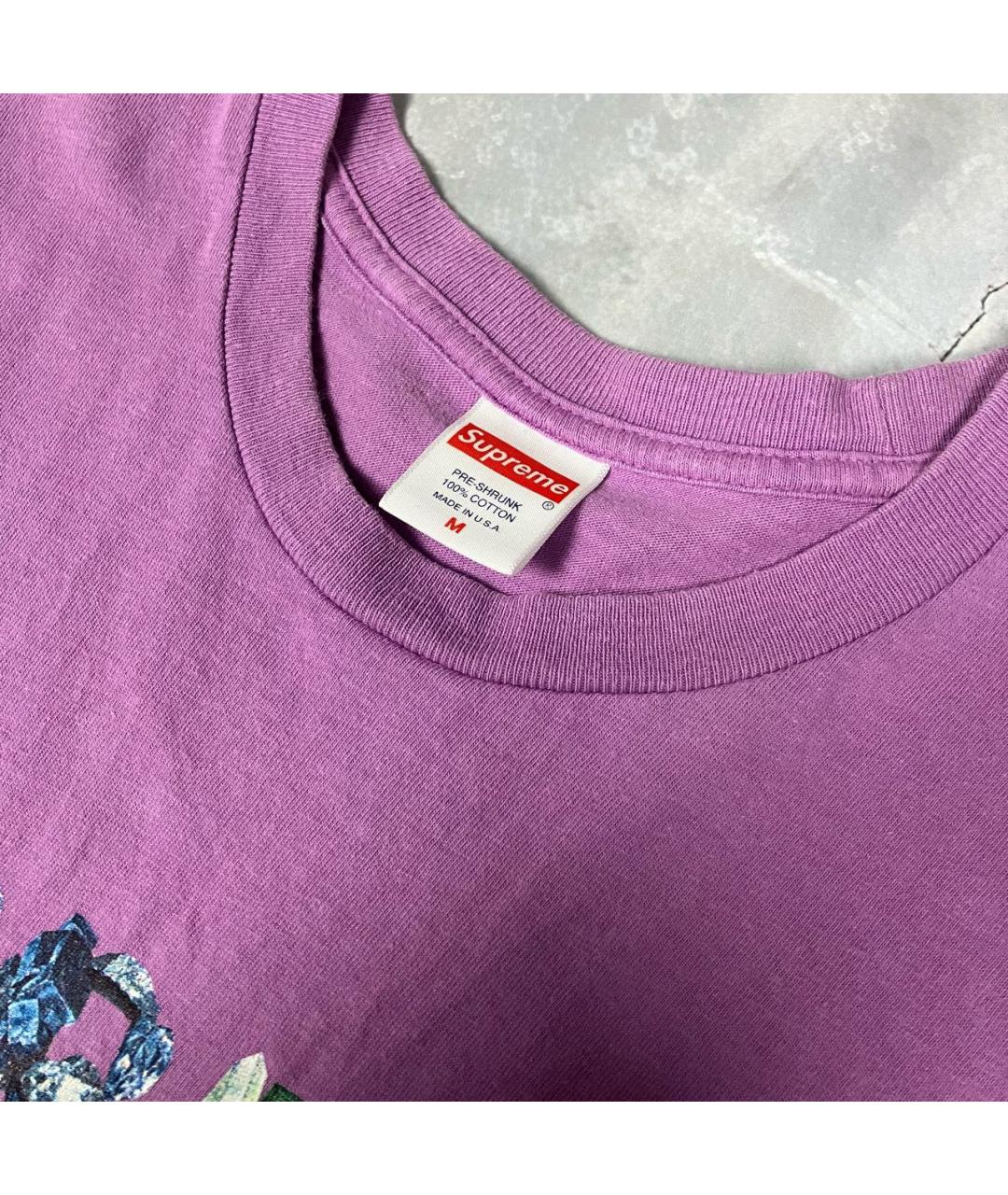 SUPREME Фиолетовая хлопковая футболка, фото 3