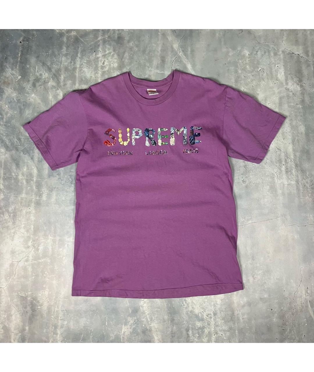 SUPREME Фиолетовая хлопковая футболка, фото 5