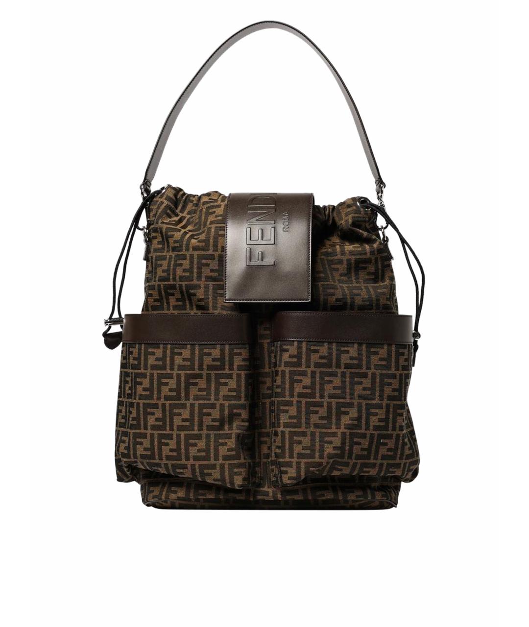 FENDI Коричневый тканевый рюкзак, фото 1