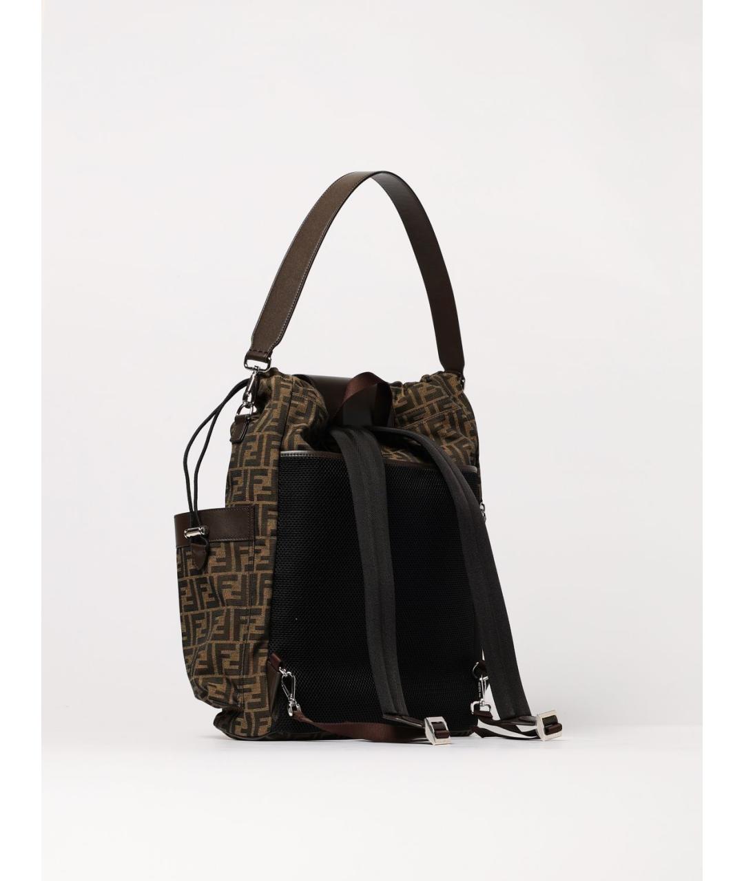 FENDI Коричневый тканевый рюкзак, фото 3