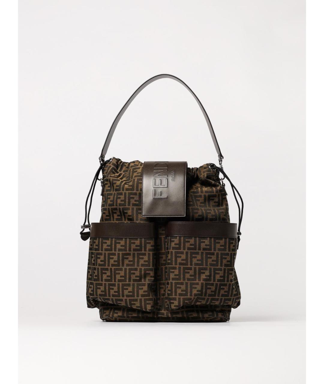 FENDI Коричневый тканевый рюкзак, фото 7