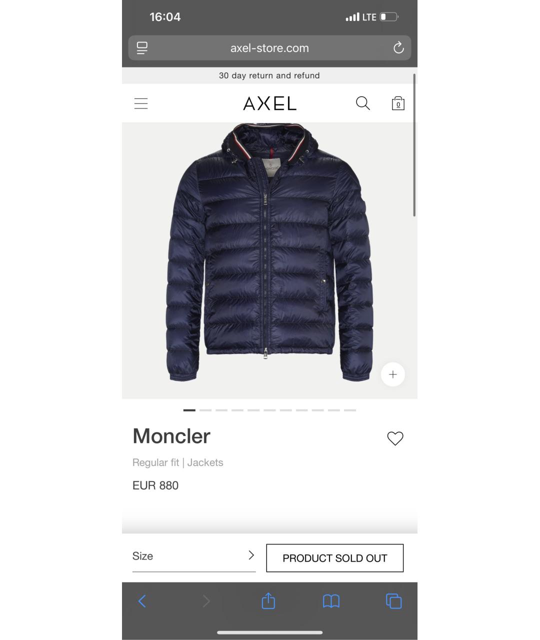 MONCLER Темно-синий пуховик, фото 5