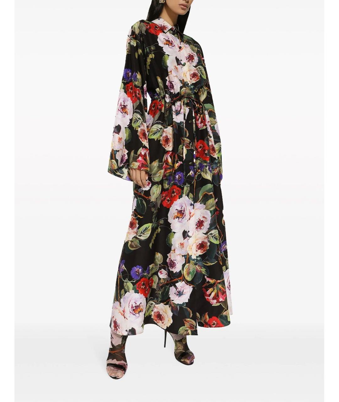 DOLCE&GABBANA Мульти шелковое повседневное платье, фото 4