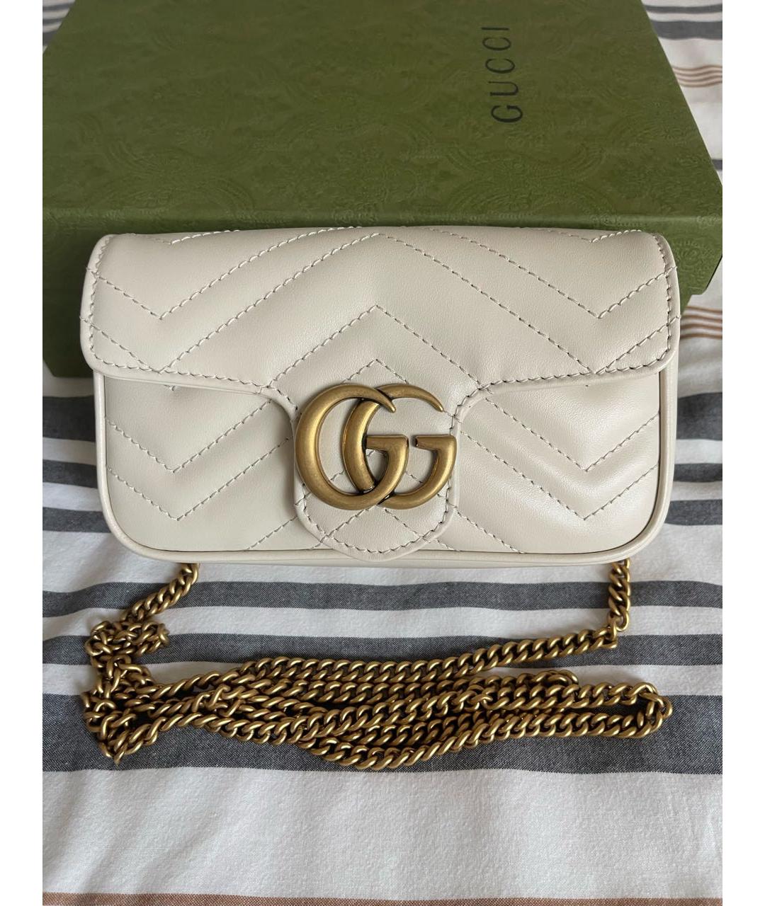 GUCCI Белая кожаная сумка через плечо, фото 9