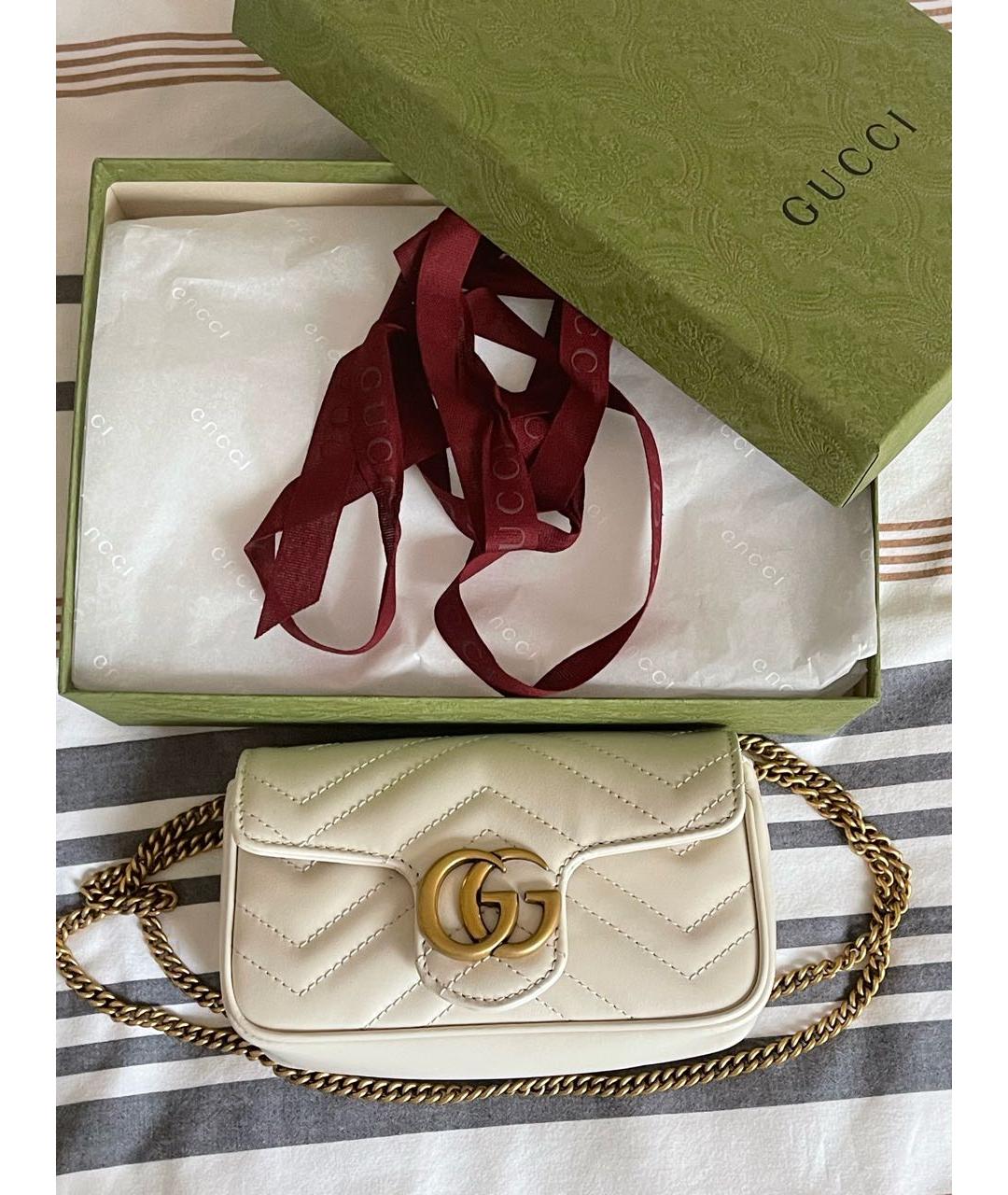 GUCCI Белая кожаная сумка через плечо, фото 8