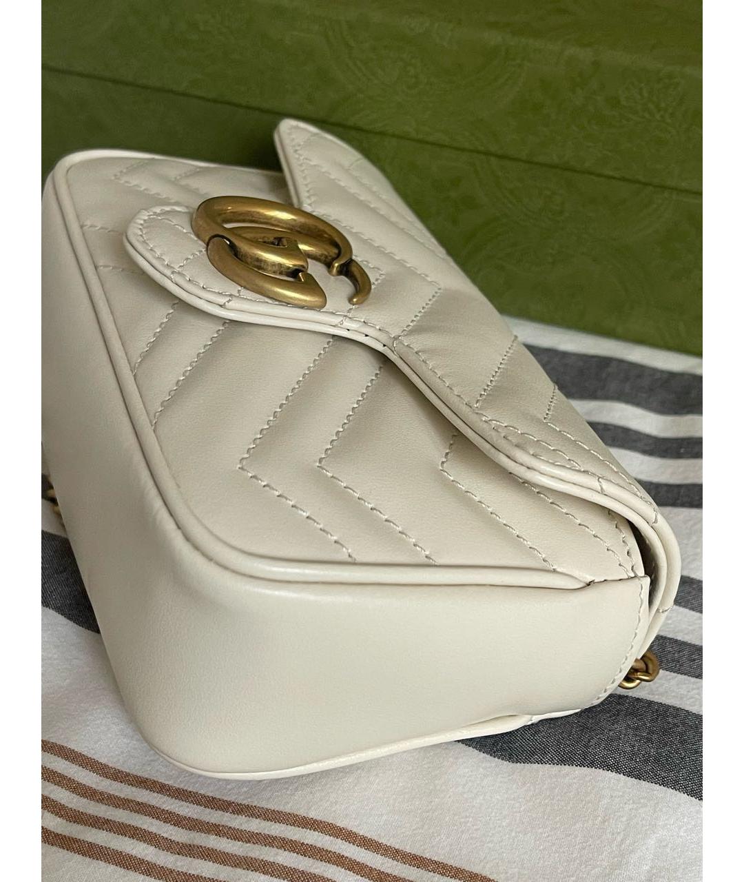 GUCCI Белая кожаная сумка через плечо, фото 7