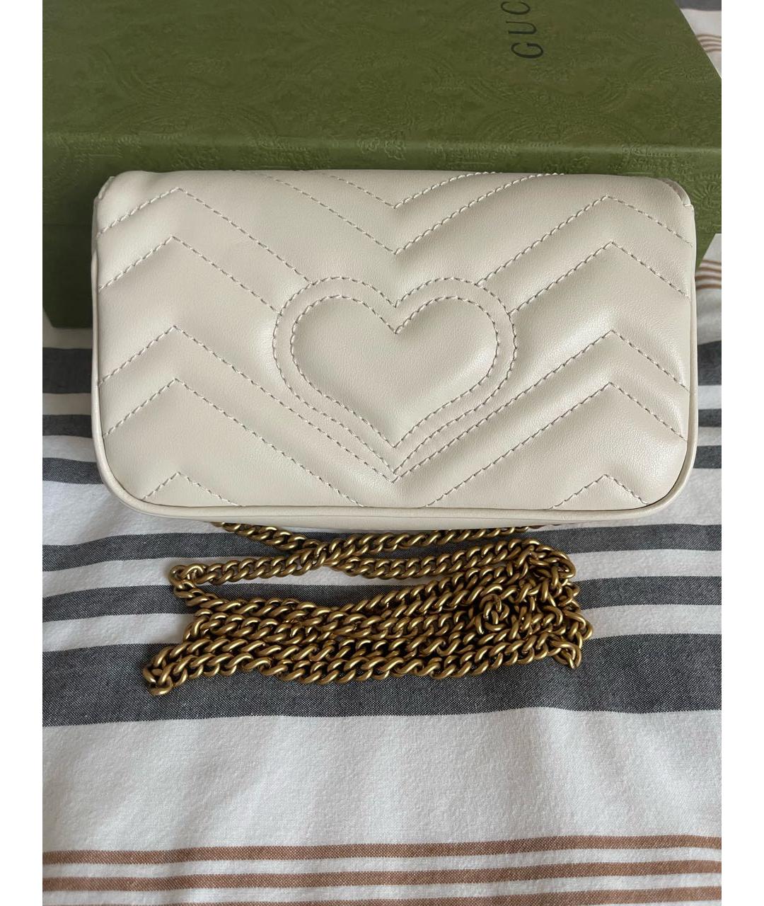 GUCCI Белая кожаная сумка через плечо, фото 3