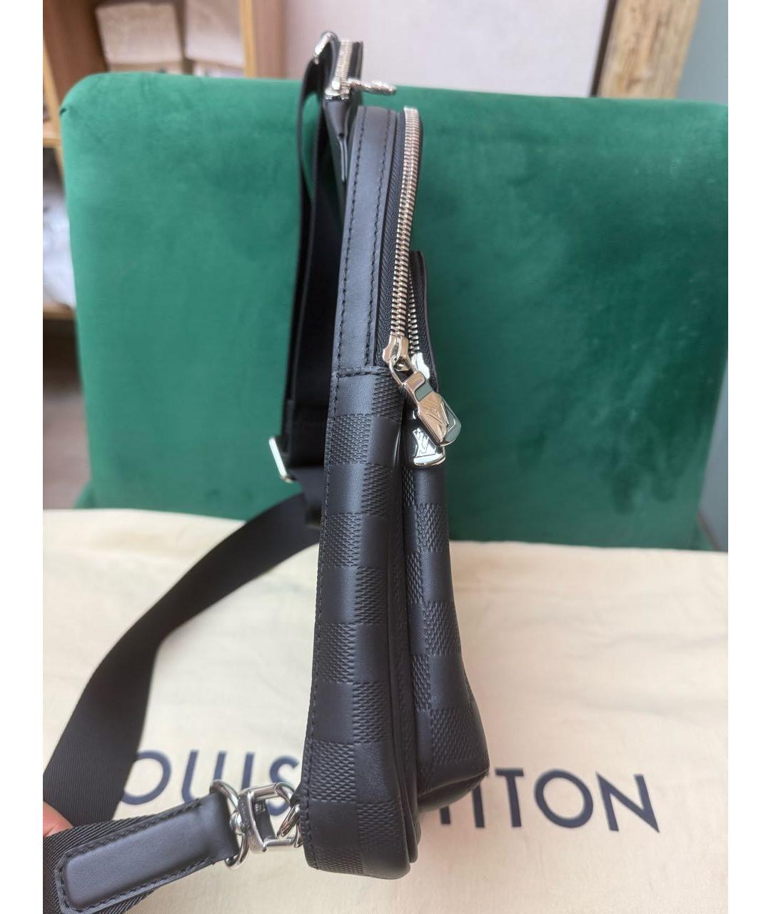 LOUIS VUITTON Черная кожаная сумка на плечо, фото 4