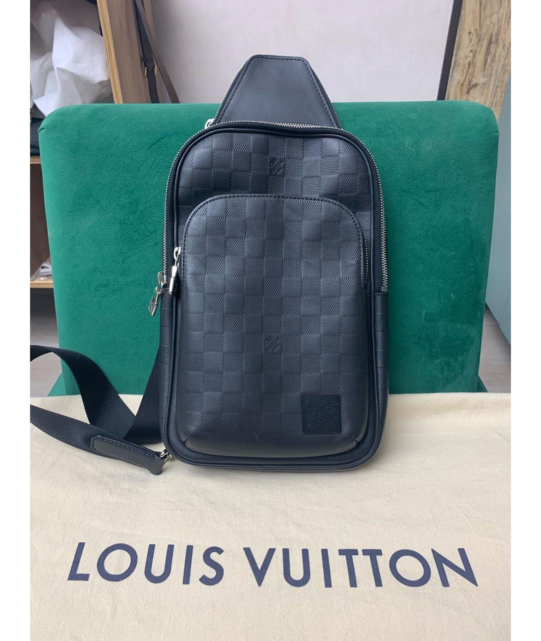 LOUIS VUITTON Черная кожаная сумка на плечо, фото 9