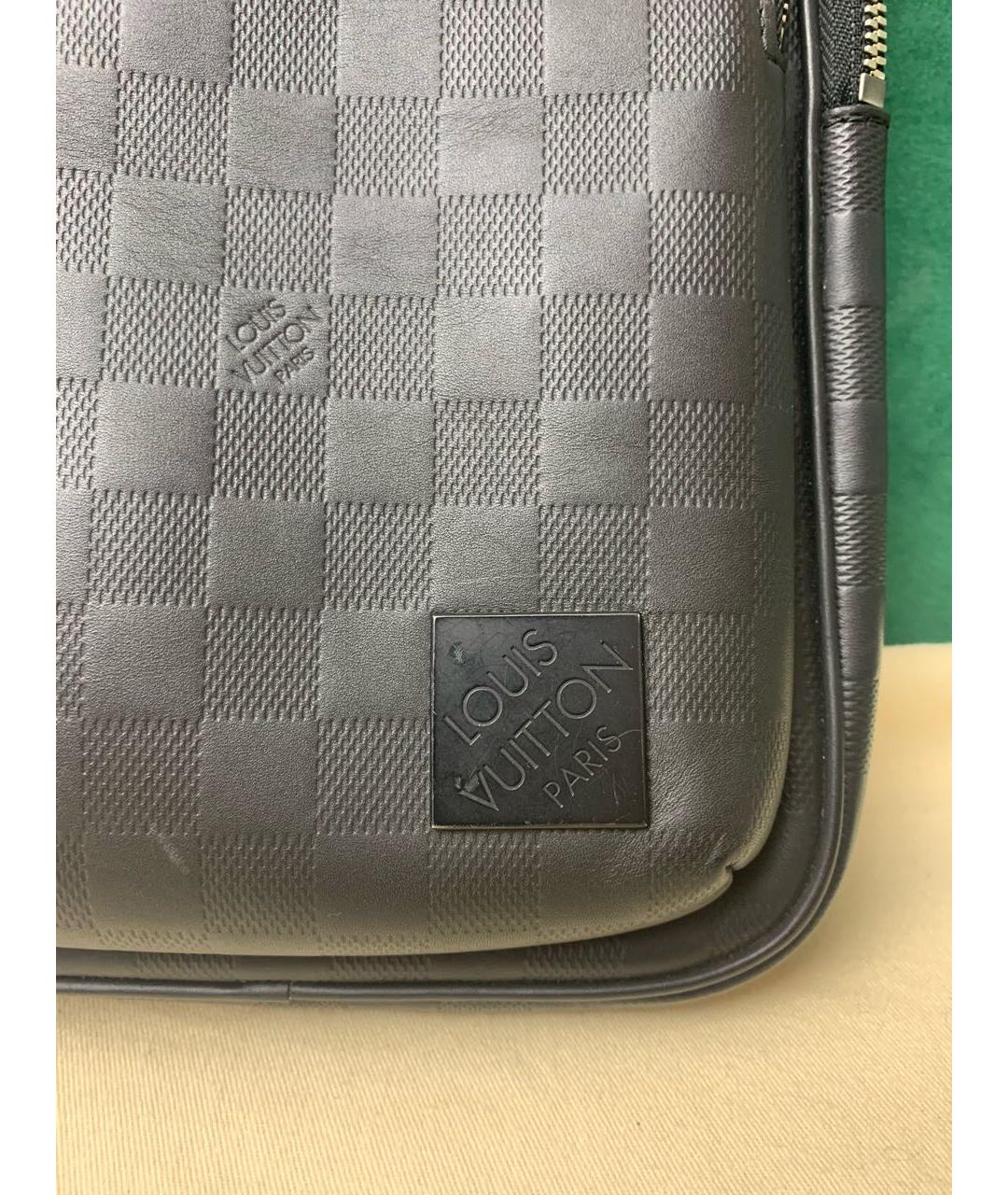 LOUIS VUITTON Черная кожаная сумка на плечо, фото 3