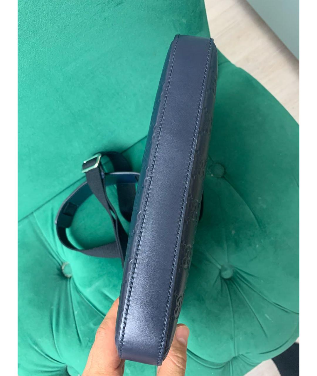 GUCCI Темно-синяя кожаная сумка на плечо, фото 8