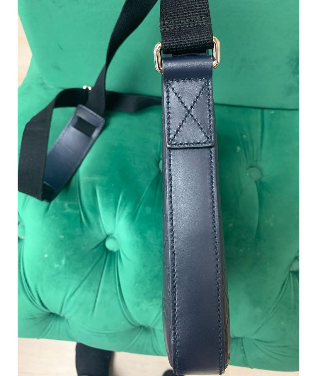 GUCCI Темно-синяя кожаная сумка на плечо, фото 6