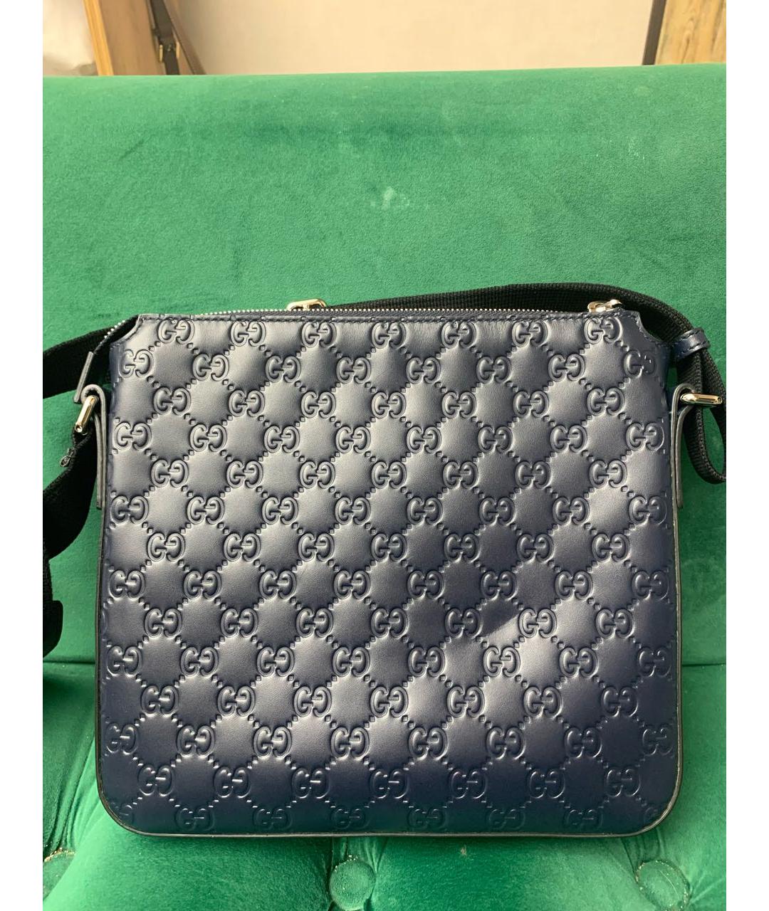 GUCCI Темно-синяя кожаная сумка на плечо, фото 4